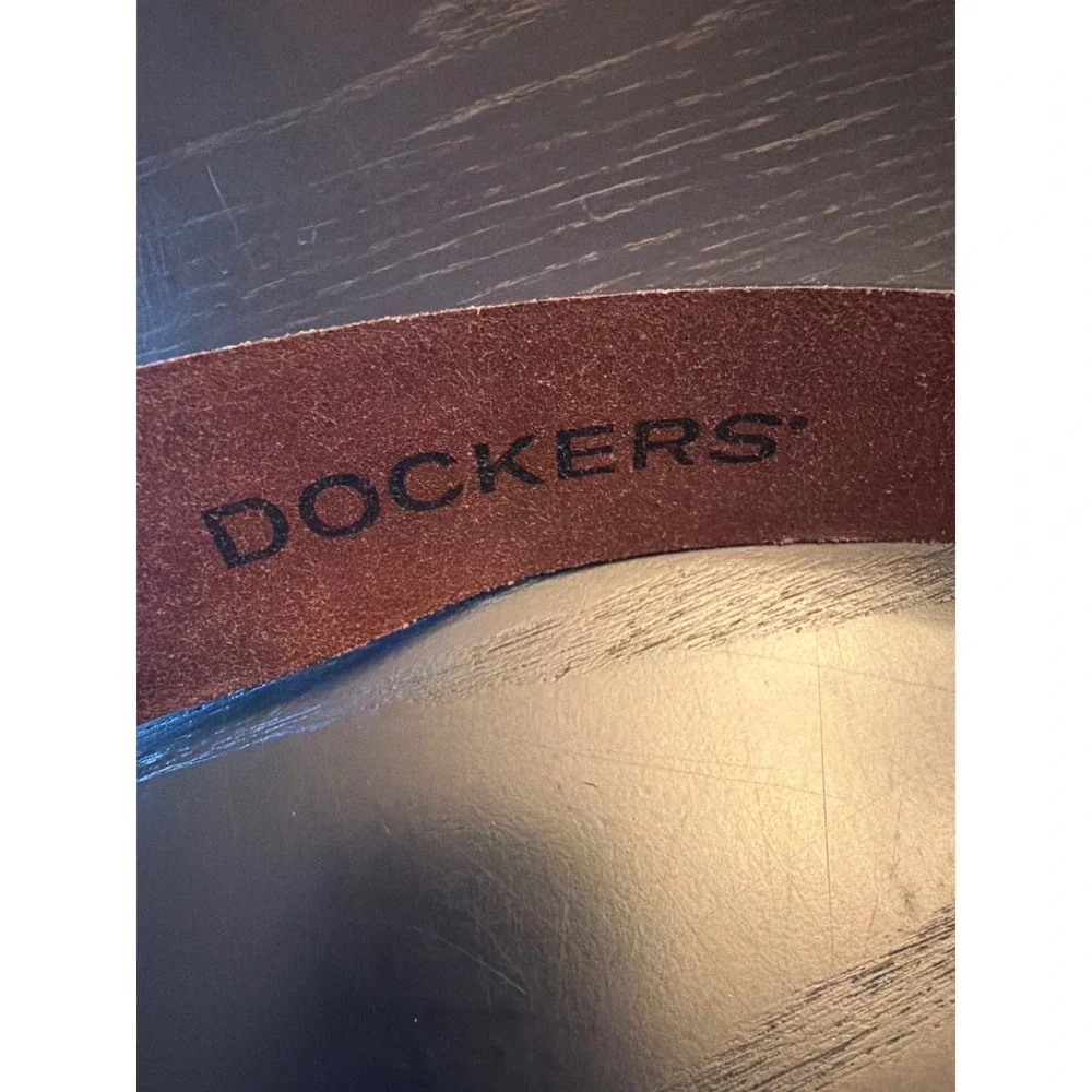 Dockers‎ Belt Brown Genuine Leather Size 38 Casual Classic Single Prong Buckle